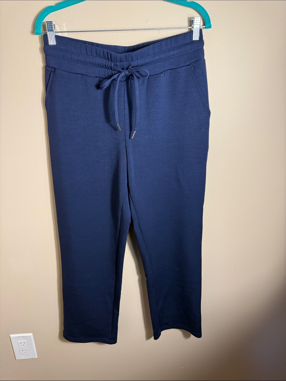 Belle by Kim Gravel Navy Drawstring Boot-Cut Knit Pants